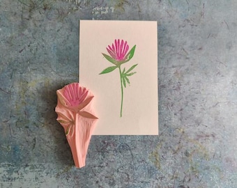 Wild flower rubber stamp for art journal, floral decorative stamp, vintage design, rustic party decor, handmade flower,  gardener gift