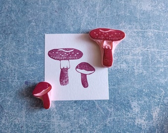 Wild mushroom rubber stamp set for scrapbooking, woodland stamps for journaling, wildlife plant notebook, autumn season, food print
