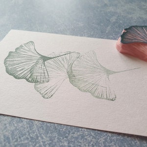 Ginkgo rubber stamp for daily journal, botanical stamp for paper lovers, image 2