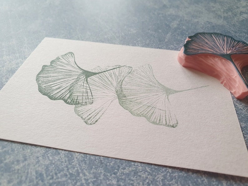 Ginkgo rubber stamp for daily journal, botanical stamp for paper lovers, image 2