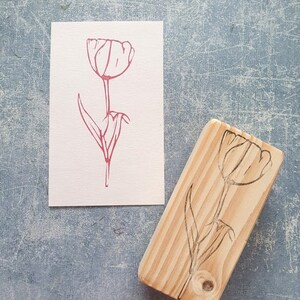 Tulip rubber stamp for vintage journal, handmade flower stationery, scrapbooking decorative template, botanical stencil, gift for mum image 10