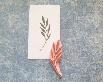 Leaf rubber stamp for bullet journal, twig stamp for scrapbooking, botanical print, boho accessories