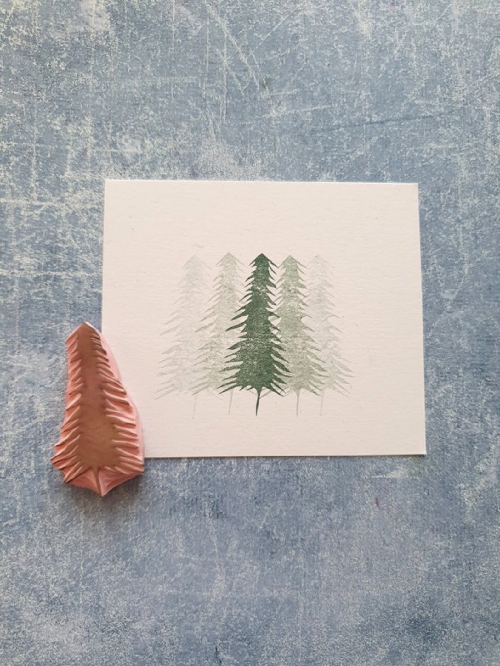 Pine Tree Rubber Stamp, Winter Forest Stamp, Christmas Cardmaking