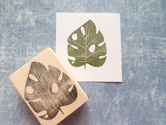 Monstera rubber stamp for botanical journal, leaf for  mixed media journaling, jungle lover gift, exotic garden plant, summer invitation