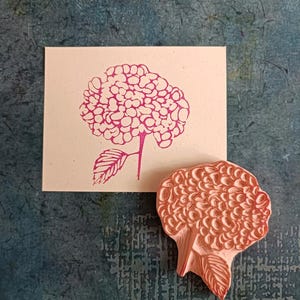 Timbro in gomma con ortensia per la creazione di biglietti, timbro con ortensia per scrapbooking, cancelleria per matrimoni boho, stampa floreale vintage, pianta di lillà,