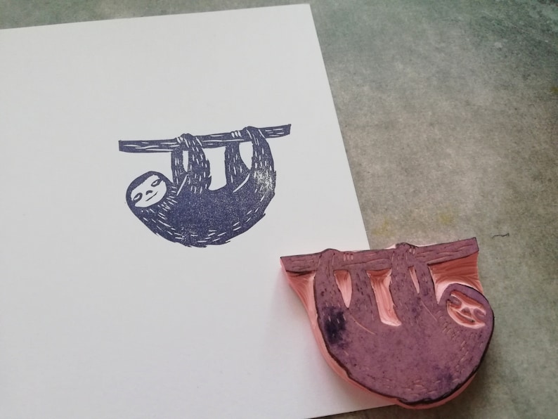 wildlife ephemera sloth stationery journaling decor tropical party favor exotic animal print Sloth animal rubber stamp gift for son