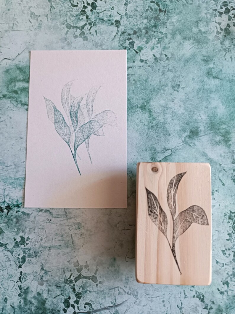 Leaves rubber stamp for cardmaking, floral stamp for svrapbooking, perfect gift for artist, naqture journal supplies image 10