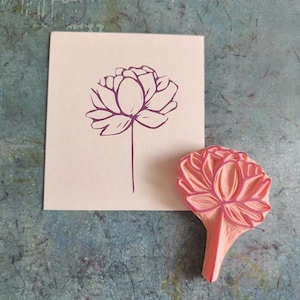 Peony rubber stamp for boho wedding invitation, blossom flower stamp for cardmaking, engagement stationery, greeting card, bride to be gift