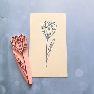 Timbro in gomma con croco primaverile per scrapbooking, timbro con fiori selvatici, regalo per insegnanti, forniture per la creazione di biglietti, materiale effimero per posta ordinaria, pianta di bucaneve