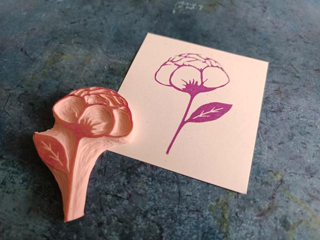 Peony Rubber Stamp for Vintage Art Journal, Blossom Flower Stamp for ...
