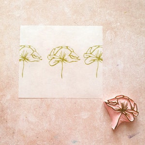Peony Rubber Stamp for Cardmaking, Blossom Flower Stamp for ...