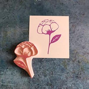 Pioenrubberstempel voor vintage art journal, bloesembloemstempel voor boho-huwelijk, ephemera bloemen voor postzegels, decoratief patroon