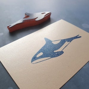 Orca rubber stamp for scrapbooking, delphin stamp for paper craft, ocean life stationery, sea animal, whale ptint, marine blackfish image 2