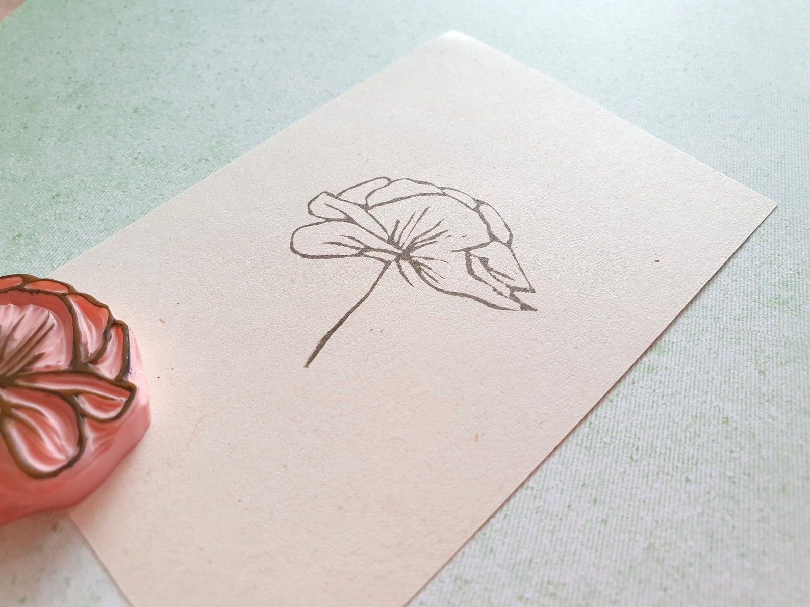 Peony Rubber Stamp for Cardmaking, Blossom Flower Stamp for ...