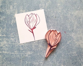 Magnolia flower rubber stamp for cardmakig, botanical wedding stationery, floral diary stamp, birthday handmade, Mother's Day card