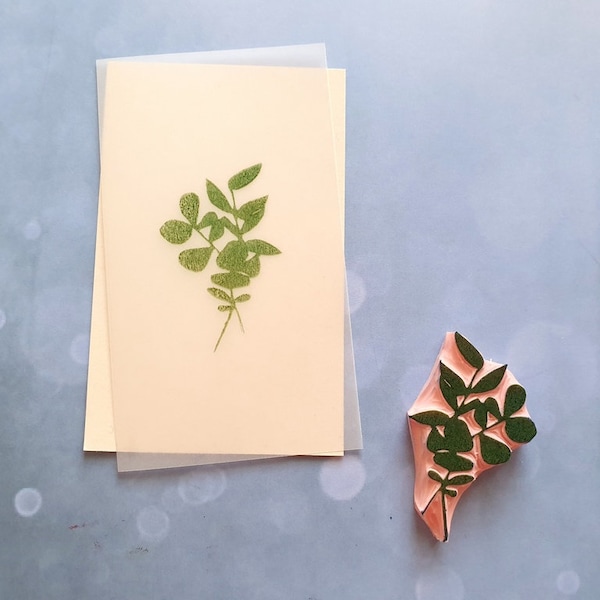 Eucalyptus leaf rubber stamp for art journal, branch decorative stamp, botanical twig ephemera, bohemian wedding stationery, romantic