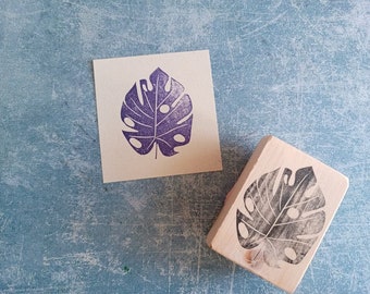 Monstera deliciosa rubber stamp for plant lovers, botanical stamp for scrapbooking, boho decorative ephemera, daily journal print