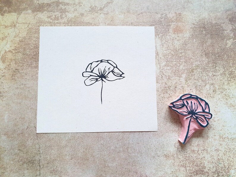 Peony Rubber Stamp for Cardmaking, Blossom Flower Stamp for ...