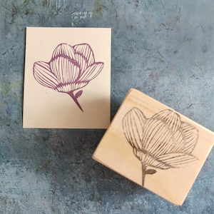 Tampon en caoutchouc magnolia, fleurs de jardin éphémères, tampon fait main pour fabrication de cartes, embellissement floral, décor de plante orientale pour cérémonie,