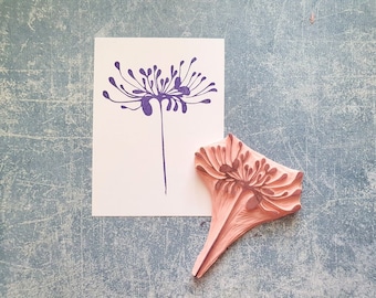 japanese lily rubber stamp for handmade cards, asian flower stamp, wild stamp decor, vintage postage, wedding diary, lotus dandelion pattern