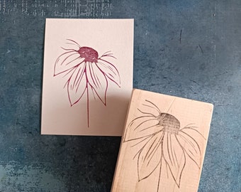 Wild flower rubber stamp for birthday cards, boho wedding stamp