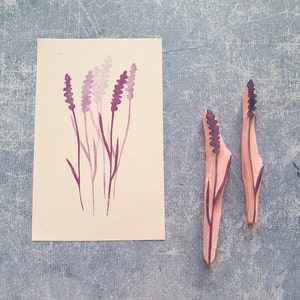 lavender rubber stamp for daily journal, dried flower stamp for cardmaking, rustic wedding accessories, botanical embosser plate,