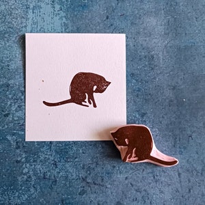 Kattenstempel voor journaling, Handgesneden kattenstempel voor knutselen, schattige kattenstempel voor papieren projecten