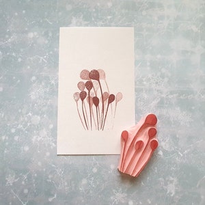Tampon en caoutchouc d’herbe pour la fabrication de cartes, timbre de fleur sauvage, fond de prairie, décor de bullet journal, cadeau écologique pour ami, carte de remerciement