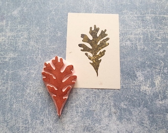 Leaf rubber stamp for junk journal, Oak leaf rubber stamp, Decorative stamp for cardmaking