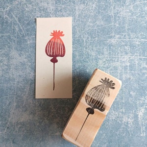 Sello de goma de vaina de amapola para diario basura, sello de jardín salvaje para hacer tarjetas, papelería popular, fondo de jardín, regalo para jardinero,