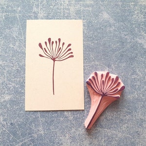 Sello de goma de diente de león para diario artístico, sello de planta para hacer tarjetas, efímera de flores silvestres, idea de regalo única, impresión de cerámica, patrón de tela