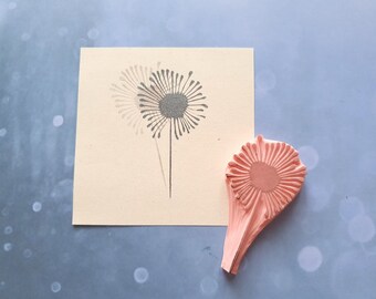 Dandelion rubber stamp for scrapbooking, wild flower decorative stamp, botanical garden, fabric pattern, clay stamping, fairy wish