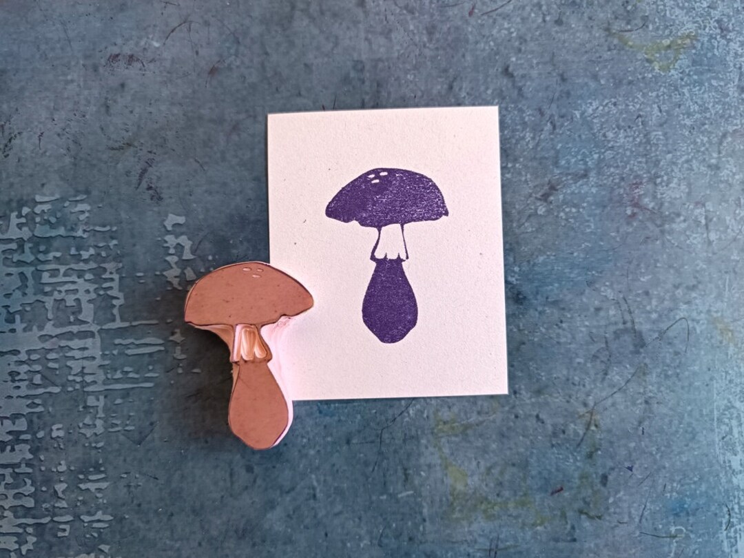 Mushroom Rubber Stamp, Handmade Stamp for Paper, Fabric Stamping Tool ...