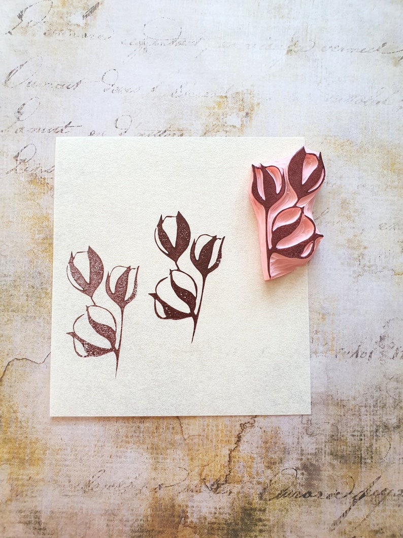 Cotton rubber stamp for printing on fabric Organic stamp for Etsy