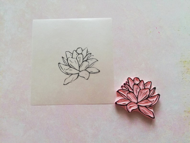 Deep Red Stamps Lilly Blossom Rubber Cling Stamp - 2.25x2.25 Inch, Natural Red Rubber, Made In USA - View #10
