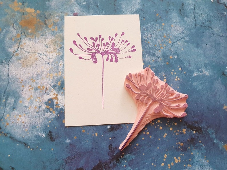 japanese lily rubber stamp for handmade cards, asian flower stamp, wild stamp decor, vintage postage, wedding diary, lotus dandelion pattern image 8