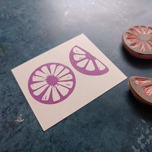 Set di timbri in gomma con fetta di limone fresco, timbro a forma di lime, regalo per gli amanti della frutta estiva, idee fai da te tropicali, diario di cucina, cibo da spremere, agrumi succosi