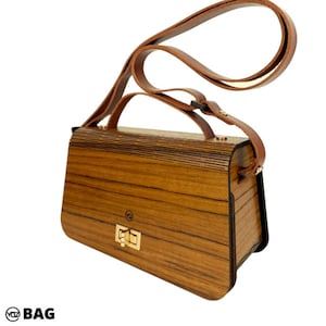 Bolso de mujer moderno chapada en madera de teca, bolso de madera, bolso de madera crossbody, bolso de señora, bolso de madera, bolso de madera hecho a mano, bolso único