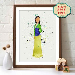 Walt Disney movie poster - Mulan - Princess Mulan Watercolor Poster