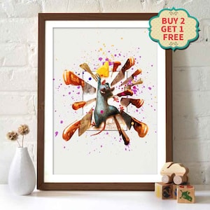 Pixar Movie Poster - Ratatouille Watercolor Poster