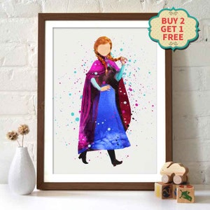 Walt Disney movie poster - Frozen - Princess Anna Watercolor Poster