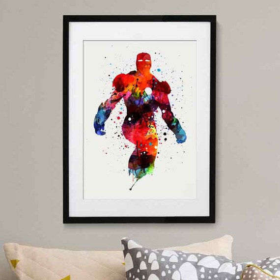 Marvel Movie Poster Avengers Iron Man Watercolor Etsy