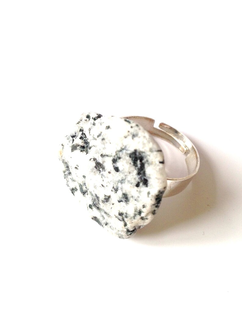 Ring MARBLE Natural Granite Stone Ring Adjustable Black Etsy