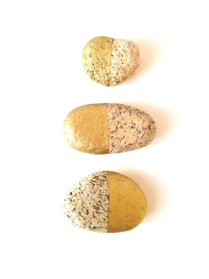 Painted Rocks Pebbles Half Gold for Decoration Garden - Etsy