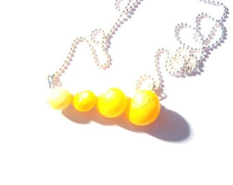 Necklace WONDER ombre yellow made with naturally yellow shells gradient silver colored chain by All Things Natural