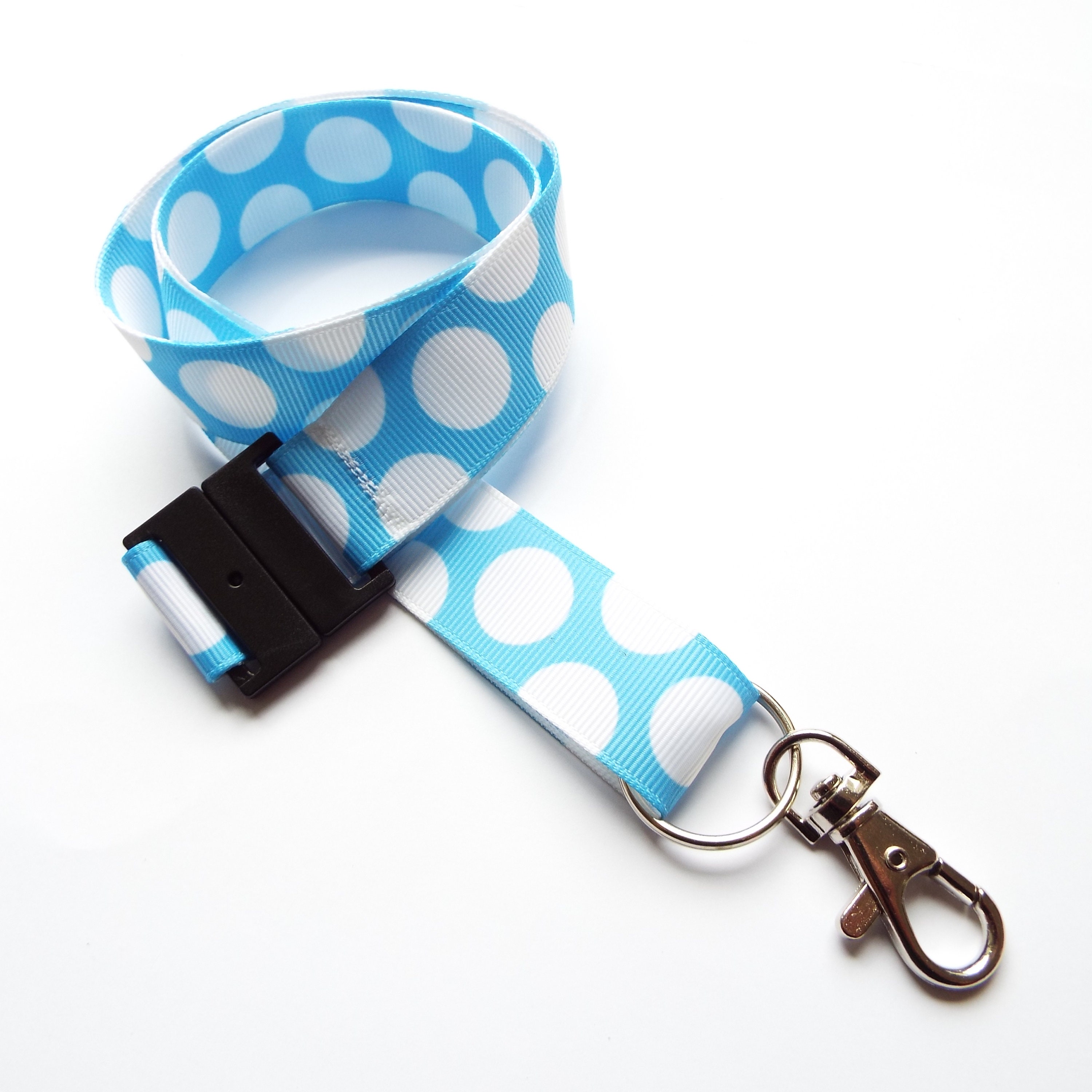 Polka Dot Blue Handmade Ribbon Lanyard/ Keychain/ ID Etsy