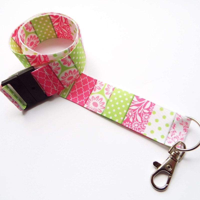 Pink Patchwork Lanyard - Etsy UK