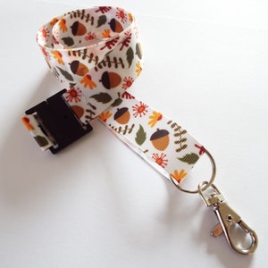 Acorns - Handmade Ribbon Lanyard / ID Holder / Badge Holder / Keychain / Teacher Gift / Gift for Her / Gift for Him / Autumn