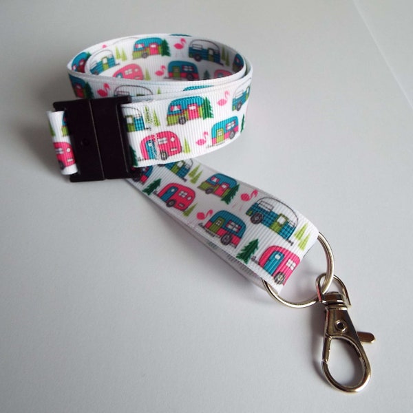 Caravans - Handmade Ribbon Lanyard / ID Holder / Badge Holder / Keychain / Teacher Gift / Gift for Her / Gift for Him