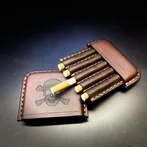Caja de cigarrillos de cuero, soporte de cigarro grabado, caja de tabaco de viaje para hombre, regalo de marido personalizado